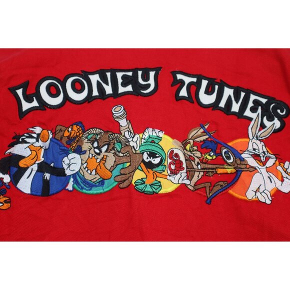 Vintage Vogue Looney Tunes Embroidered Red Bomber Jacket Medium - Picture 4 of 16